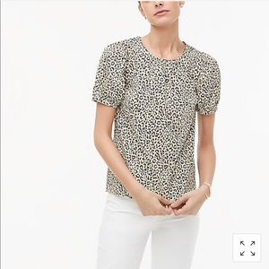 J Crew Stretch Poplin Leopard Pullover Blouse